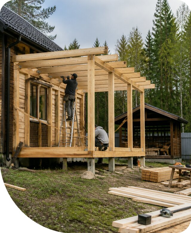 Строительство пристроек и построек на участке в Щекине