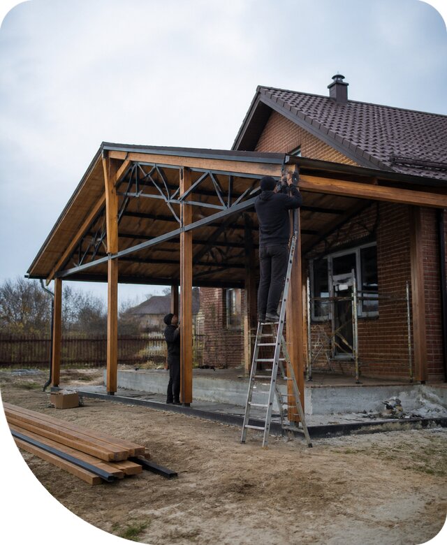 Пристройка навеса к дому и участку в Щекине под ключ