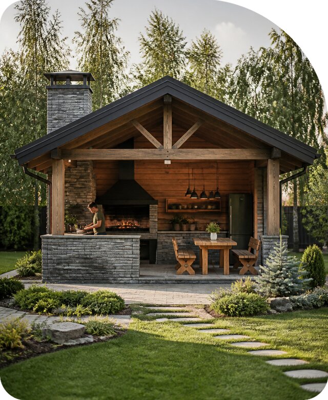 Строительство кухни беседки в Щекине по цене от 360220 р. | РадиДОМА-Екн